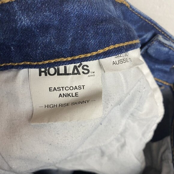 Rolla's Eastcoast Ankle Jeans 30 Womens High Rise Super Skinny Blue Stretch - Picture 4 of 9